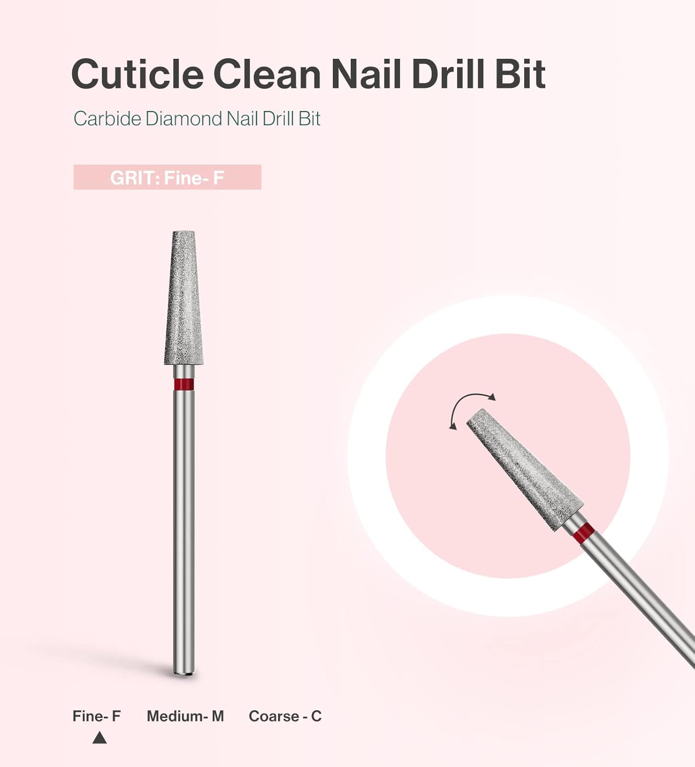 MelodySusie 4mm Long Tapered Barrel Cuticle Clean Nail Drill Bit 3/32'', Professional Safety Carbide Diamond Under Nail Cleaner for Cuticle Dead Skin Nail Prepare, Beginners Bits, Series Bit-S, Fine