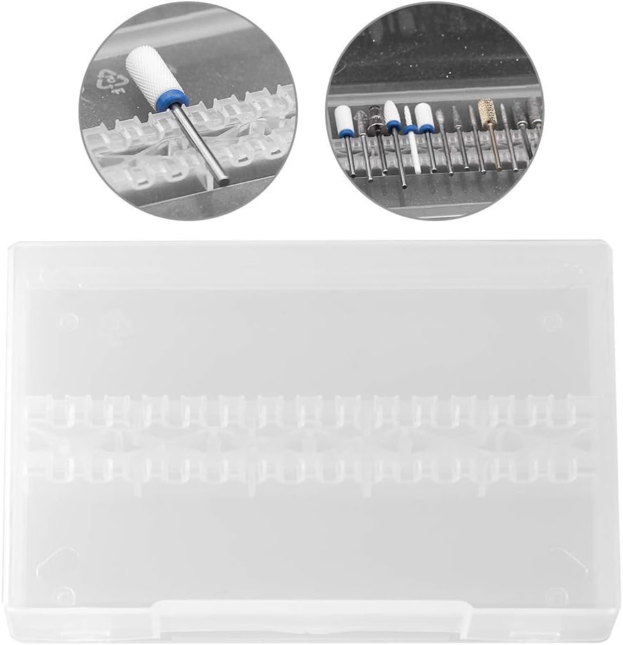 Nail Drill Bit Case, Nail Drill Bit Holder Stand Display Organizer 14 Holes Empty Nail Grinding Organizer Case Nail Art Polishing Grinding Drill Bit Holder Manicure Tool for Home Nail Salon Use