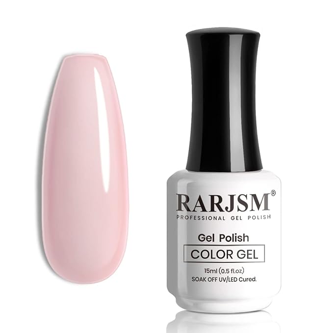 RARJSM Translucent Sheer Pink Gel Nail Polish LED UV Gel Soak Off Clear Pinky French Manicure Nude Pink Jelly Nail GelPolish Varnish Curing Requires 1pcs 15ml for Home Salon Nail Art DIY