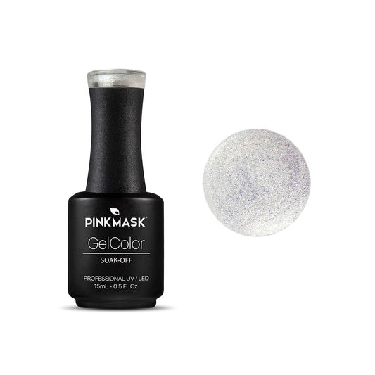 PINK MASK Gel Color Nail Polish Frosty - Col. Festive 15ml / o.5 oz - UV/LED Gel Polish, Non Wipe, Long Lasting, Soak Off Formula