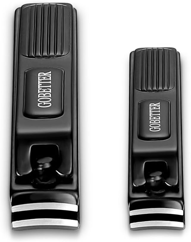 Nail Clippers Manicure Set, Toenail Clippers and Fingernail Clippers, Sharp and Durable Stainless Steel Nail Cutter w/Metal Case for Men and Women, Black