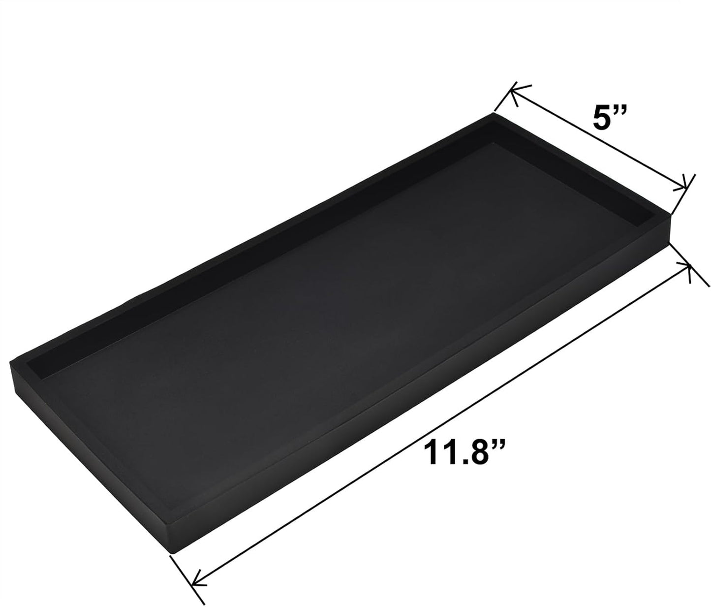DNC Bathroom Vanity Tray for Counter, 2PC 11.8" Silicone Kitchen Sink Soap Tray for Countertop Dish Holder Dispenser Toilet Tank Desk Organizer Black