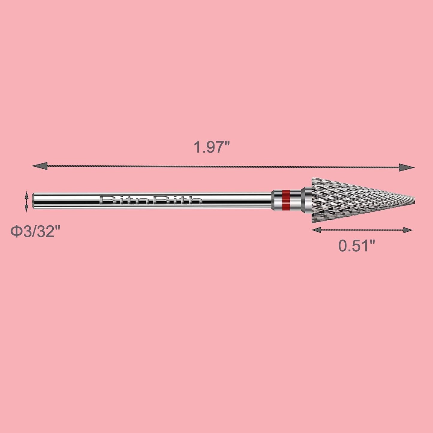 3pcs Nail Drill Bits Safety 3/32”Professional Acrylic Nail Carbide Tapered Nib Bit for Cuticle Dead Skin Remover,Multifunction Drill Bit for Nail Gel Polishing,Manicure Pedicure