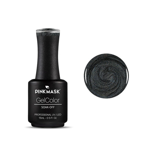 PINK MASK Gel Color Nail Polish Mercury - Col. Planetary Brilliance 15ml / o.5 oz - UV/LED Gel Polish, Non Wipe, Long Lasting, Soak Off Formula
