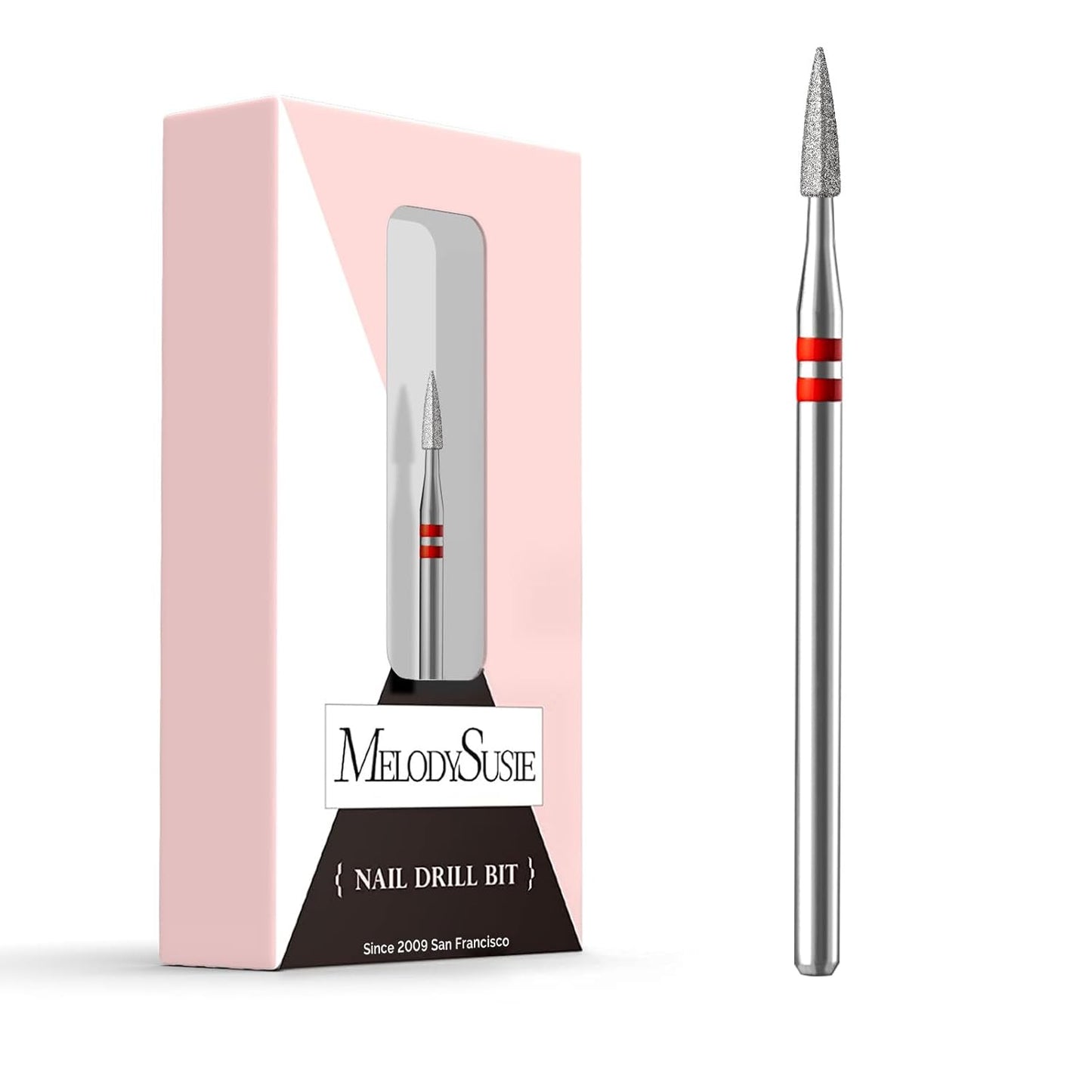 MelodySusie 1.8mm Flame Pentagon Shape Cuticle Clean Nail Drill Bit 3/32'', Professional Safety Carbide Diamond Under Nail Cleaner for Cuticle Dead Skin Nail Prepare, Beginners Bits, Series Bit-S, F