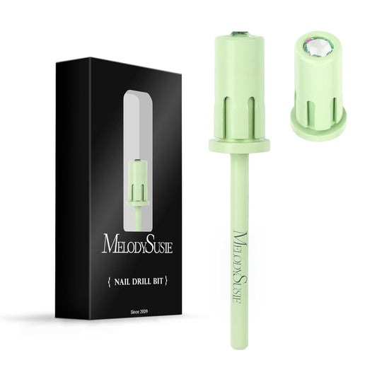 MelodySusie Crystal Top Mandrel Bit for Nails, 3/32'' Easy Off Nail Drill Bits for Sanding Bands, Suitable for Acrylic Nails Gel Manicures and Pedicures, Tea Green