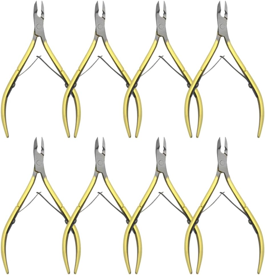 8Pieces Cuticle Trimmer Cuticle Nipper Cuticle Remover Cuticle Cutter Stainless Steel Cuticle Cutter Clipper Nail Tools for Fingernails and Toenails (Gold)
