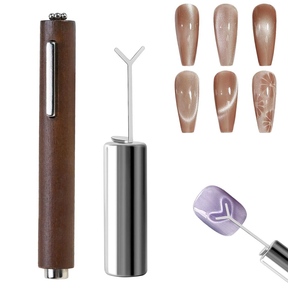 Heart Magnet for Cat Eye Gel Polish, Magnetic Nail Art Tool for Stunning Cat Eye Effect, DIY Manicure Kit with Y-Shaped Guide Sticks, Nail Magnet for Home and Salon Use (Cat Eye Nail)