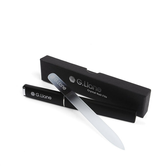 Crystal Nail File–Professional Double Sided Glass Fingernail Files with Case,Manicure for Natural Acrylic Gels Nails,Manicure Tools for Home and Salon(Rainbow Black)