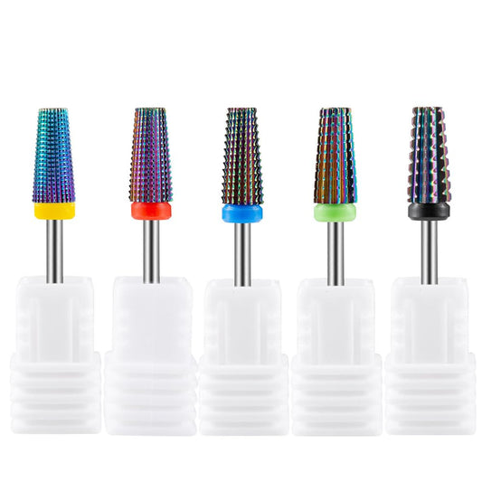 5Pcs Nail Drill Bits Set for Acrylic Nails, Multifunctional Tungsten Steel 5 in 1 Nail Polishing Grinding Head Manicure Tool