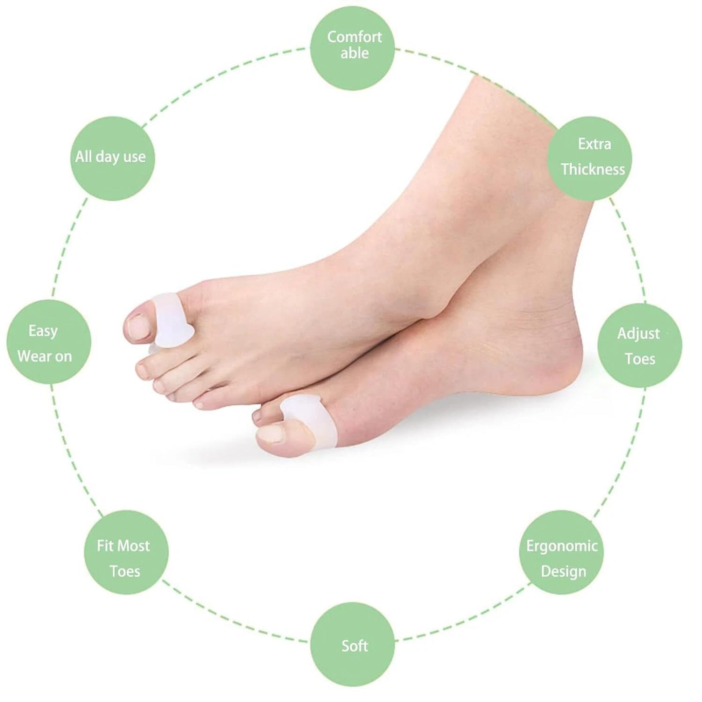 8Pair White Toe Separators Gel, Silicone Toe Spacer, Bunion Toe Spacers, Little Toe Cushions Straightener Soft Gel Orthotics for Crooked Toes, Overlapping Toes