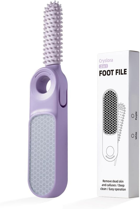 2 in 1 Foot File Callus Remover, Foot Scrubber, Multi Purpose 2 in 1 Feet Pedicure Tool with Toe Cleaning Brush, for Home Foot Care