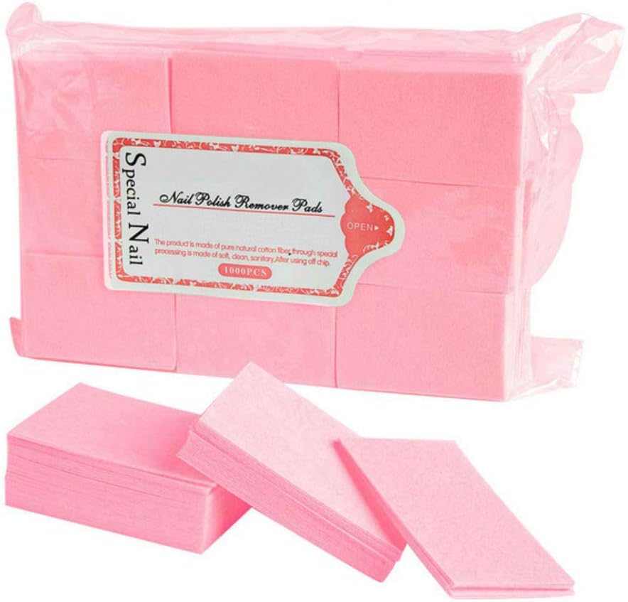 600 Pieces Pink Lint Free Nail Wipes Gel Polish Remover Cotton Pads for Manicure and Nail Art