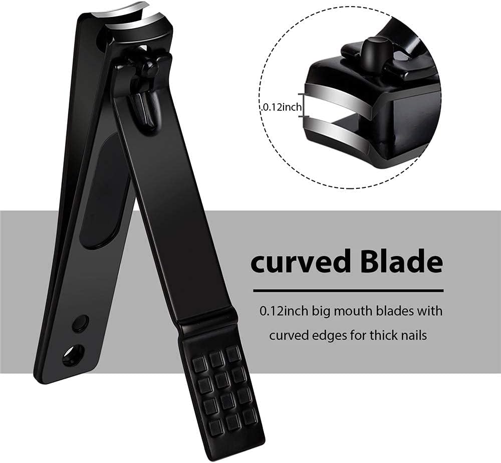 Nail Clippers Set, Sharp Stainless Steel Fingernail Clipper & Toenail Clippers, Black Nail Cutter, Large and Small 2 Piece Set.