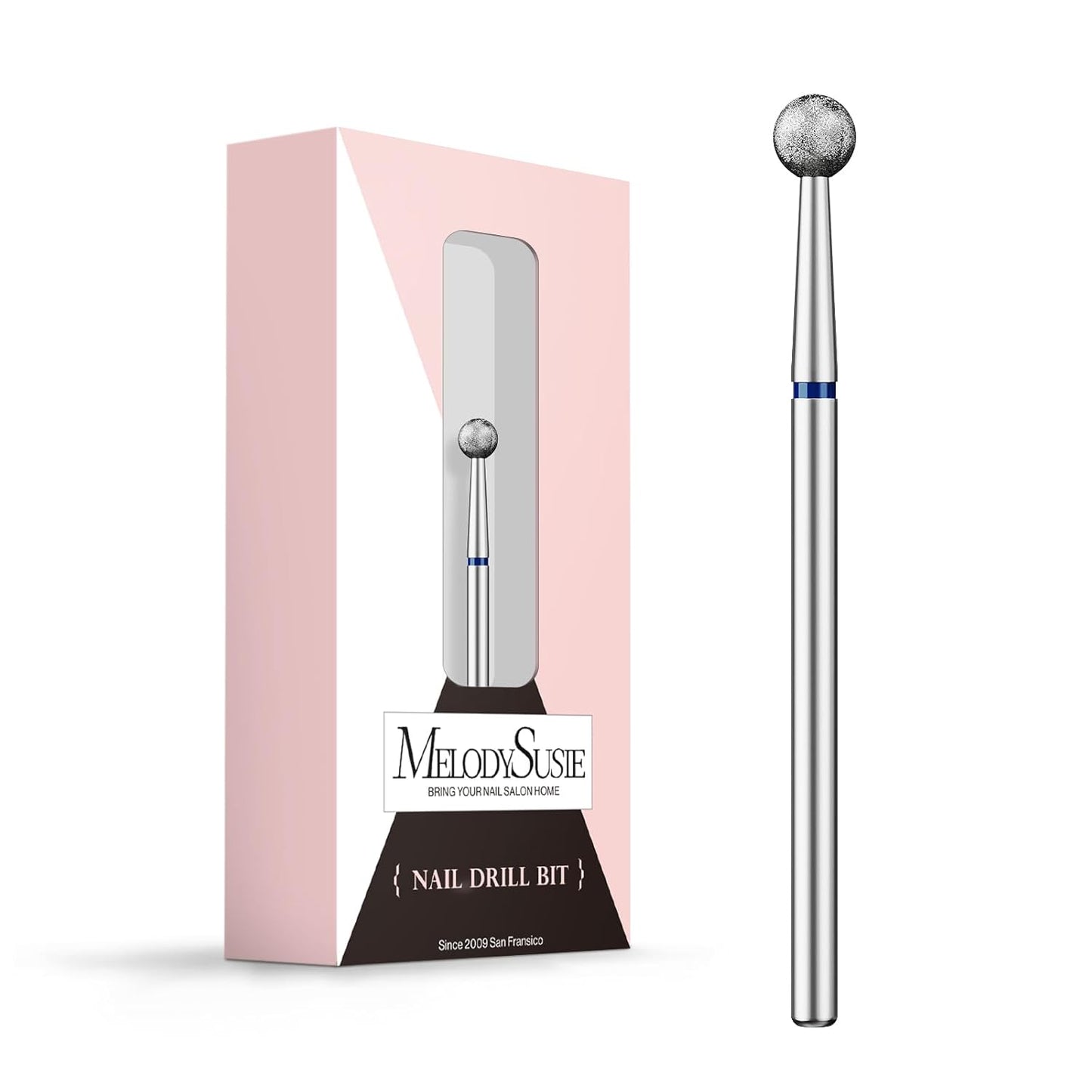 MelodySusie 4mm Ball Shape Cuticle Clean Nail Drill Bit 3/32'', Professional Safety Carbide Diamond Under Nail Cleaner for Cuticle Dead Skin Nail Prepare, Beginners Bits, Series Bit-S, Medium