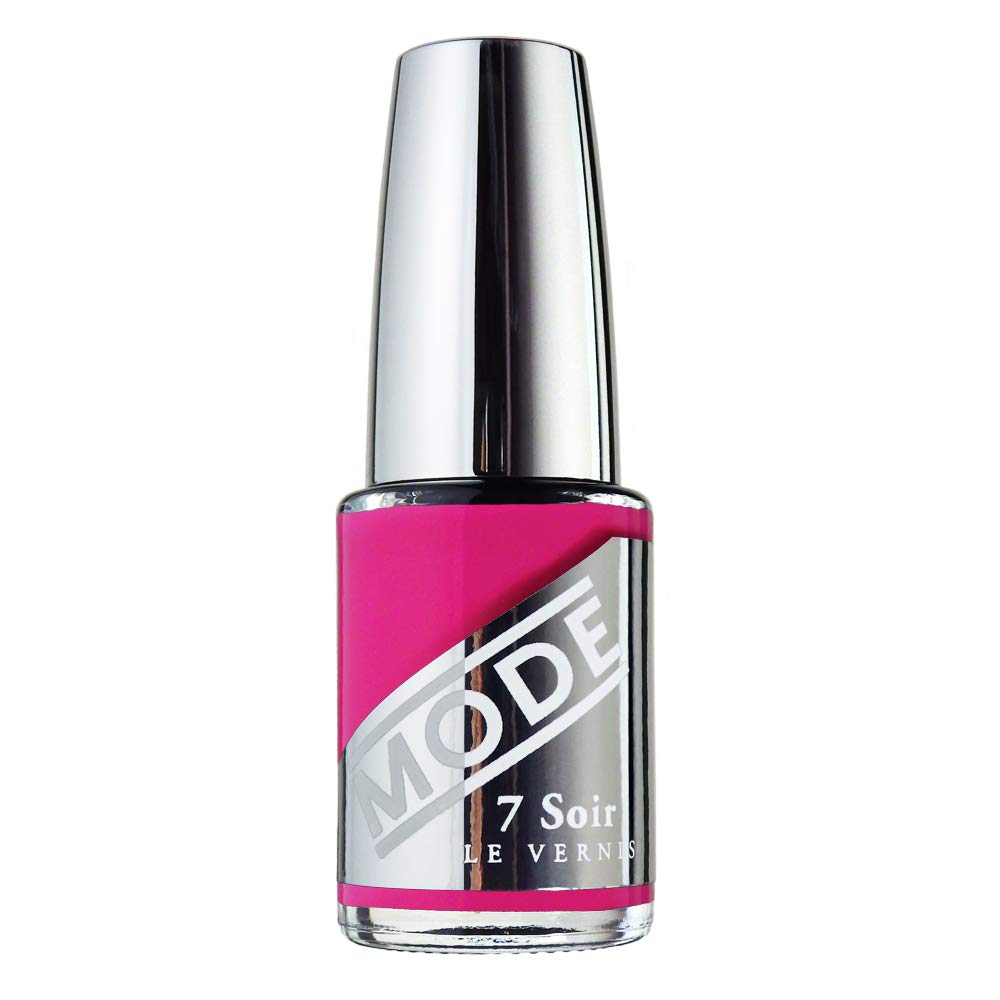 MODE Wild Hot Pink Fuchsia Nail Polish Long Lasting Fade Free Nail Lacquer Color, Nourishing Chip Resistant Strength Protection, Vegan, Pro Wide Brush, NY Made, 7 Soir Le Vernis, Conjuring Friday