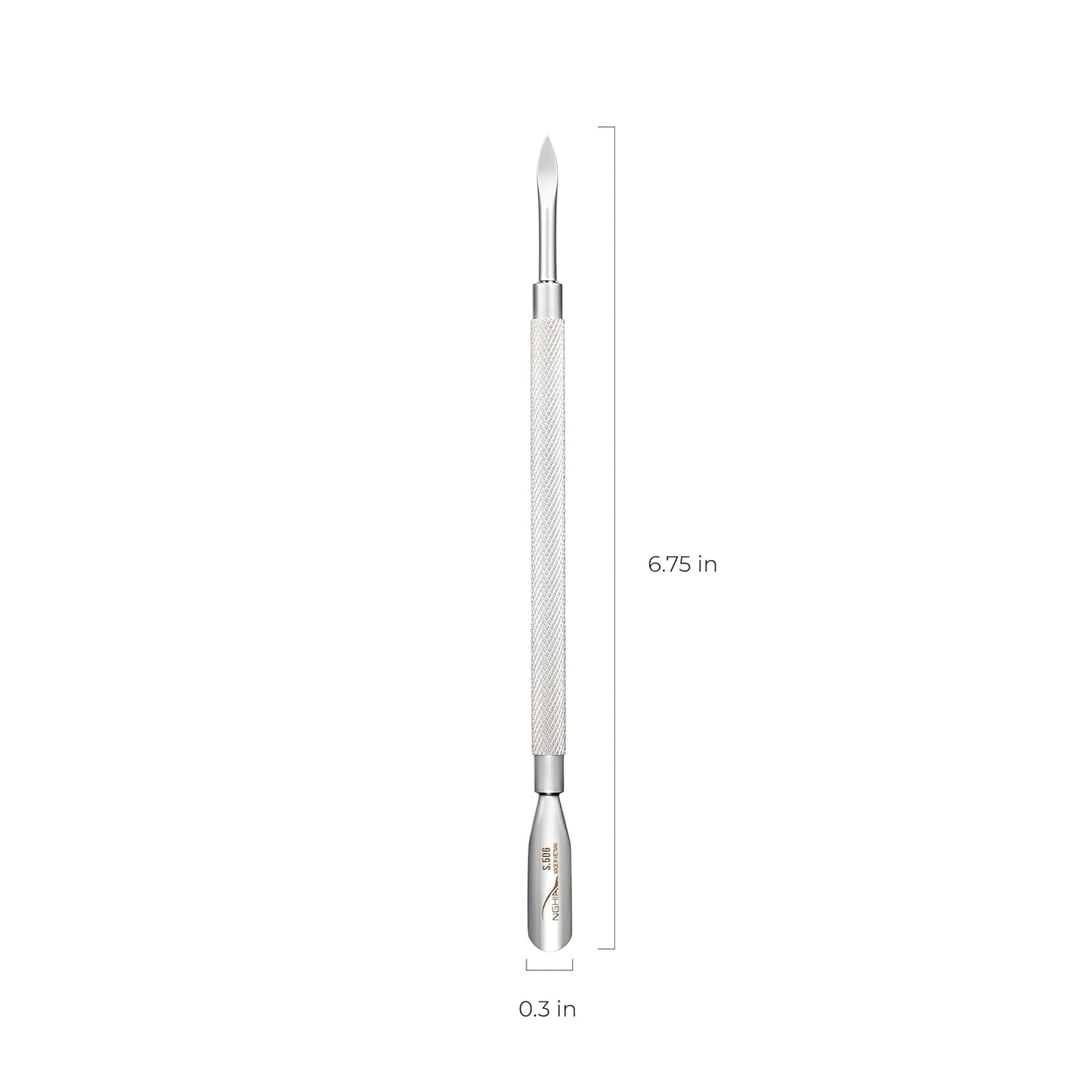 NGHIA Pusher - S-506 (Stainless Steel) | Double–Ended Nail Cleaner and Spoon Pusher | Premium Quality for Nail Care | Ergonomic Design | Suitable for Professional & Home Use