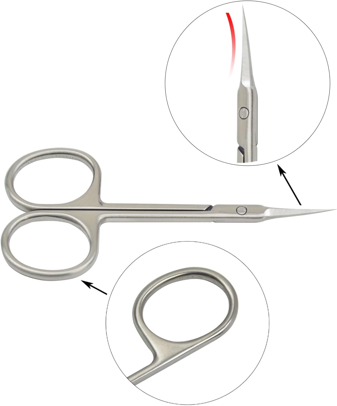 Cuticle Scissors Extra Fine Curved Blade Beauty Scissors for Eyebrow, Eyelash, Manicure, Pedicure and Dry Skin (Curved Tip)
