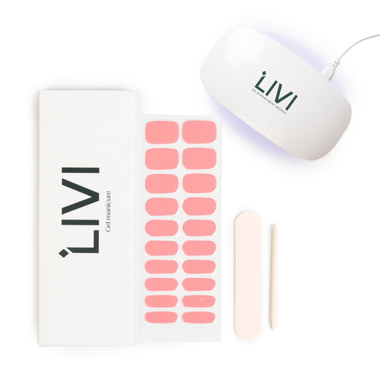 Livi Mini Gel Manicure System with UV Light – Mani Kit with 20 Nail Stickers and UV Lamp for Fast Salon-Quality Nails at Home – Long-Lasting DIY Starter Gel Polish Set (We Were Not On a Break)