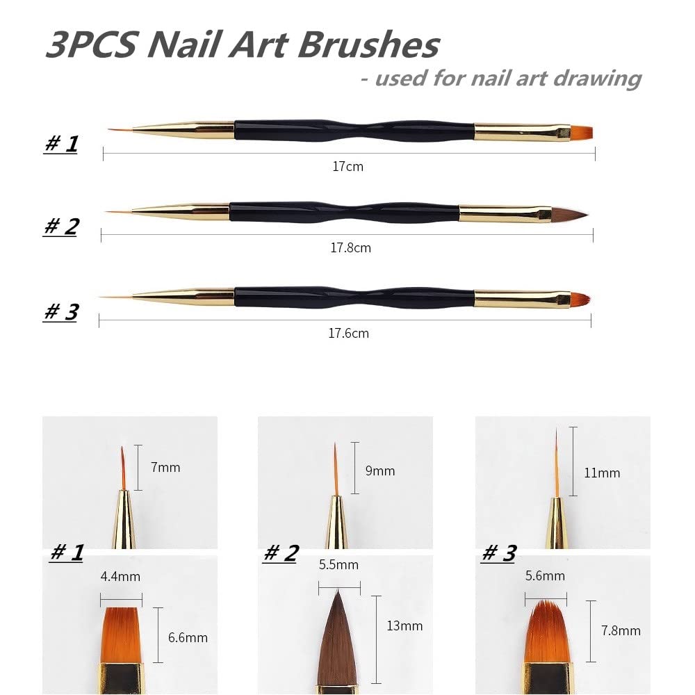 5PCS Nail Dotting Pens with 3PCS Nail Painting Brushes, Dual End Nail Art Pen Brush Acrylic Painting Drawing Liner Nail Tools(Set of 8)