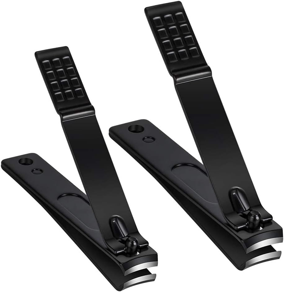 Nail Clippers Set, Sharp Stainless Steel Fingernail Clipper & Toenail Clippers, Black Nail Cutter, Large and Small 2 Piece Set.