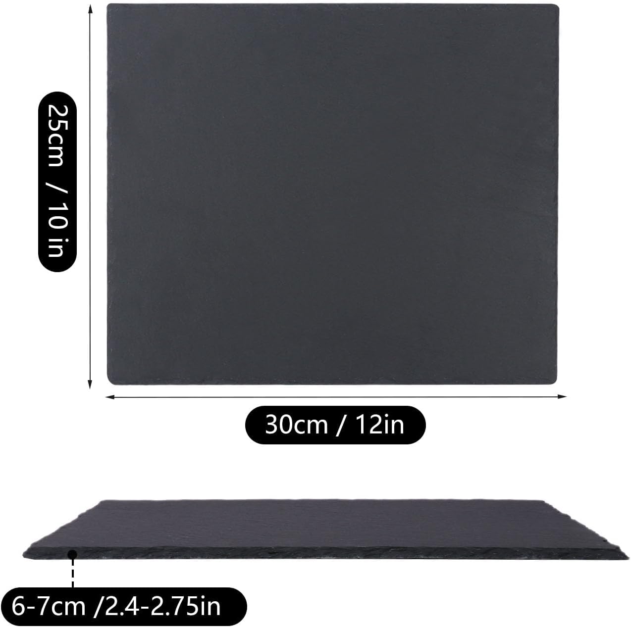 5 Pack 12 x 10 Inch Slate Cheese Boards, Black Rectangle Slate Charcuterie Boards, Natural Charcuterie Stone Plates for Parties, Gifts, and Special Events, Cheese, Sushi, Food.