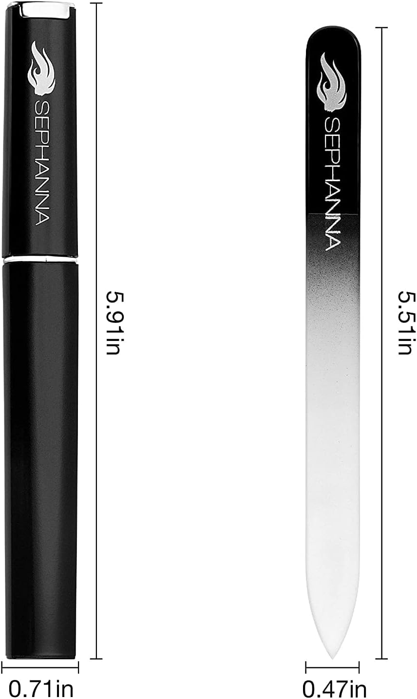 3 Pack Crystal Glass Finger Nail File with Case for Natural Nail Professional Glass Nail File for Unisex, Portable Crystal Nail File with Case Czech Glass File Double-Sided for Natural & Acrylic Nails