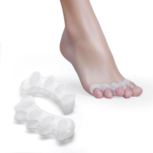 Durable Unisex Toe Separators with Sparkle Design for Yoga & Daily Use - Flexible Silicone toe Spacers for Bunions, One-Size-Fits-All for Men & Women (2PCS) (Transparent)