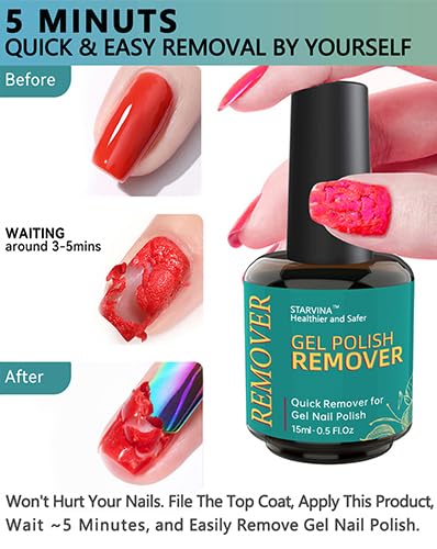 Gel Nail Polish Remover, No Need Soaking or Wrapping Gel Remover for Nails, Easily and Quickly Removes Gel in 2-5 Minutes, with Cuticle Pusher & Scraper for Home DIY Use