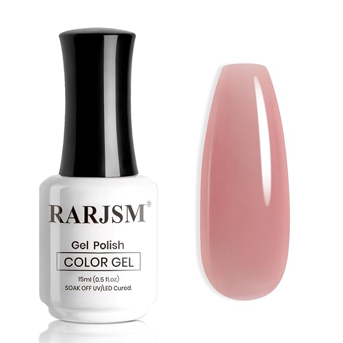 RARJSM Nude Gray Ruddy Pink Gel Nail Polish Neutral Skin Tone Sheer Jelly Gelpolish 1PC 15ml Single Bottle Creamy Transparent Natural Nudegel Polish Soak off Cured for Home Salon French Manicure