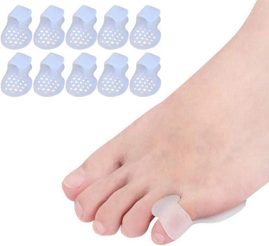 10 Pinky Toe Cushion Splints - Gel Toe Separators & Straightener, Prevent Blisters, Corn, Pain Relief
