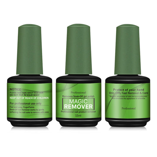Gel Nail Polish Remover - 3 Pack, 15ml Magic Gel Polish Remover, Quickly Soak Off Nails, No Need For Foil, Soaking Or Wrapping (Green)