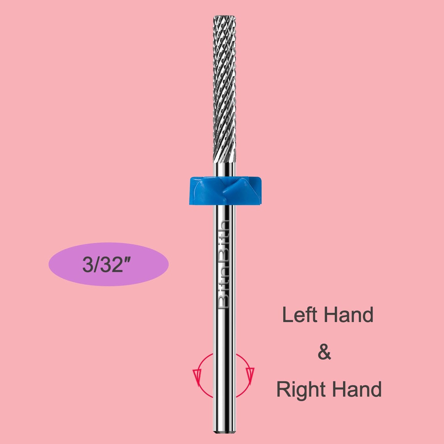 Nail Drill Bit Cuticle Professional Safety Nail Bit Tungsten Carbide Drill Bit 3/32",for Nail Prepare Nail Bed File Dead Skin Cleaning,Manicure 2-Way Rotate Nail Home Salon Supply,Medium
