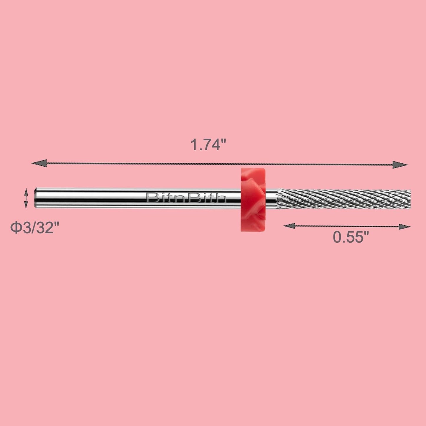 Nail Drill Bits Safety Cuticle Nail Buffer Bit 3/32",Tungsten Carbide Professional Drill Bit for Nail Prepare Nail Bed File Dead Skin Cleaning,Manicure 2-Way Rotate For Nail Home Salon,Fine