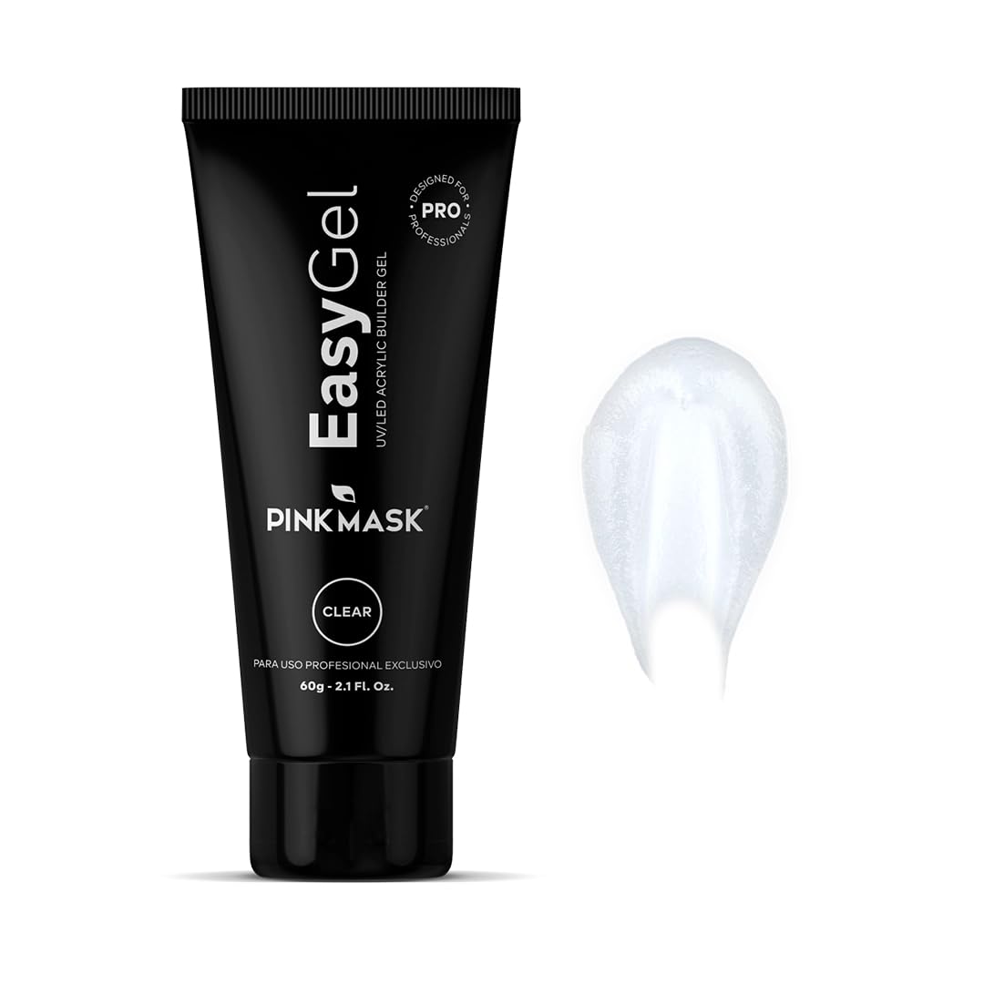 PINK MASK Easy Gel 2oz 60g-Clear, Professional Builder Enhancement Gel-Quick Nail Extension for Beginner DIY, Nail Strengthener-Long Lasting-Salon Quality-Thickening Solution
