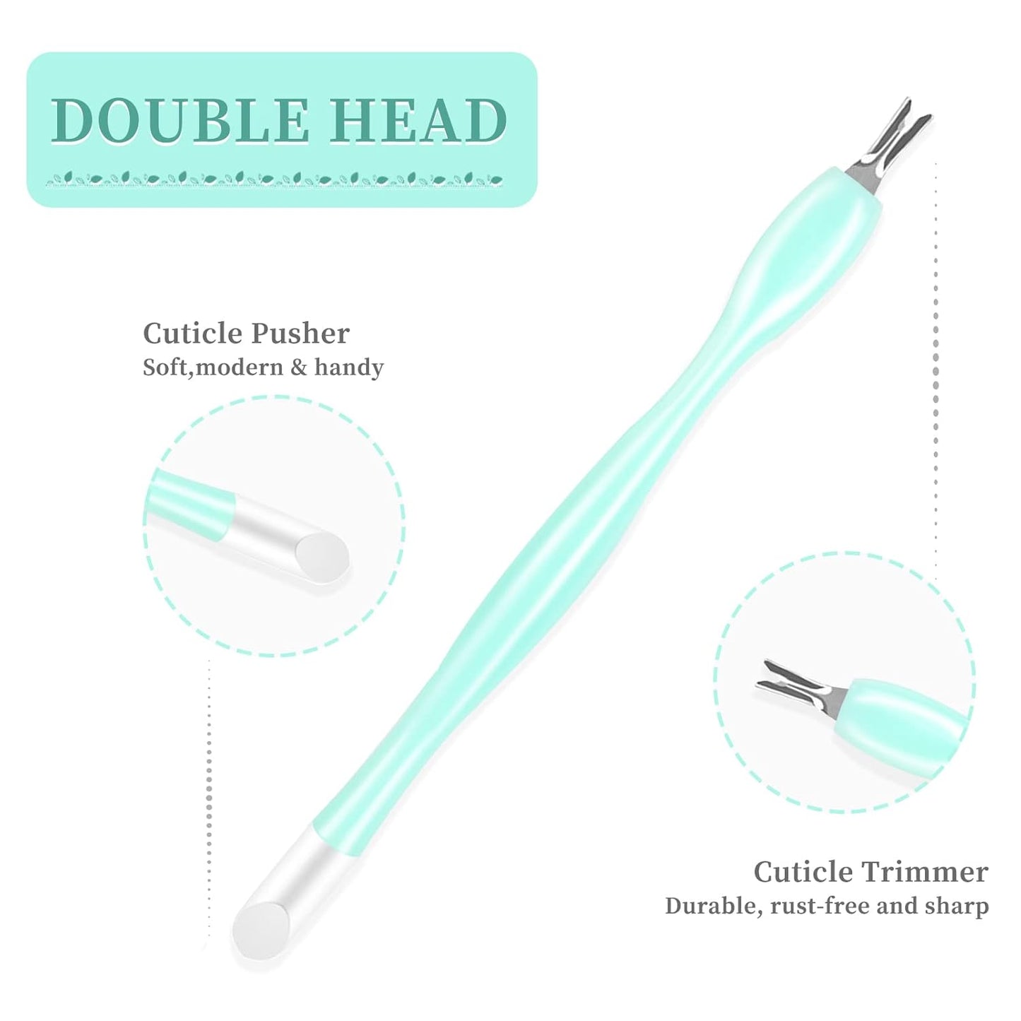 50Pcs Nail Cuticle Trimmer Rubber Nail Cleaner, Plastic Handle Cuticle Knife, Double End Nail Dead Skin Fork Cuticle Pusher Bulk Nail Art Cuticle Remover Tools for Girls Women and Men-Green…