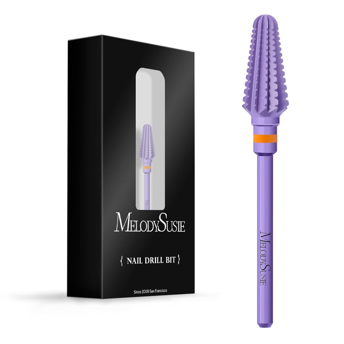 MelodySusie Professional Tornado 3/32'' Nail Drill Bits, Carbide Tungsten Multi-function Bits, Suitable for Manicure Pedicure Cuticle Gel Polishing, Salon Bits, Series Bit-X, Purple, 2XC
