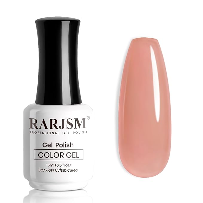 RARJSM Nude Gel Nail Polish Seashell Pink Neutral Skin Tone Sheer Jelly Gel Polish 1PC 15ml Single Bottle Cream Transparent Pink Nail GelPolish Soak off UV LED Cured for Home Salon DIY Manicure