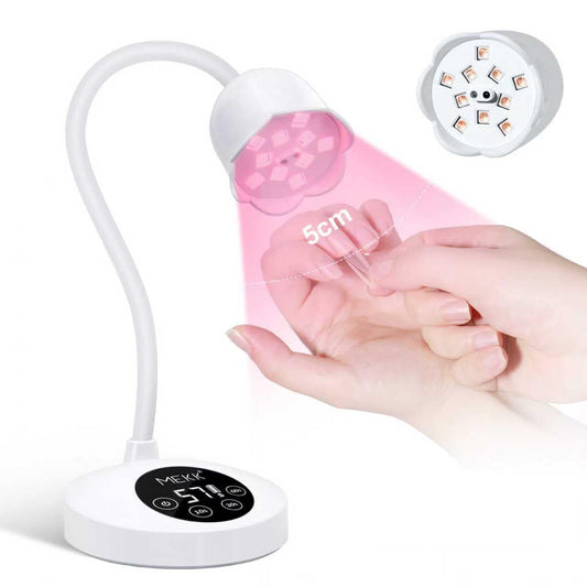 MEKK Gooseneck UV Nail Lamp Cordless Mini UV Light for Gel Nails with Auto Sensor,Professional Flash Cure Lamp 30W Single Nails Light with Three Timers (10s/30s/60s) Salon & Home DIY Use-White
