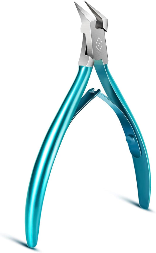 FERYES Toenail Clipper Straight Blade for Ingrown and Thick Nails - Stainless Steel and Sharp Pointed Tip Ingrown Nail Clipper – Wide Jaw Toe Nail Cutter Podiatry Tool Peacock Green