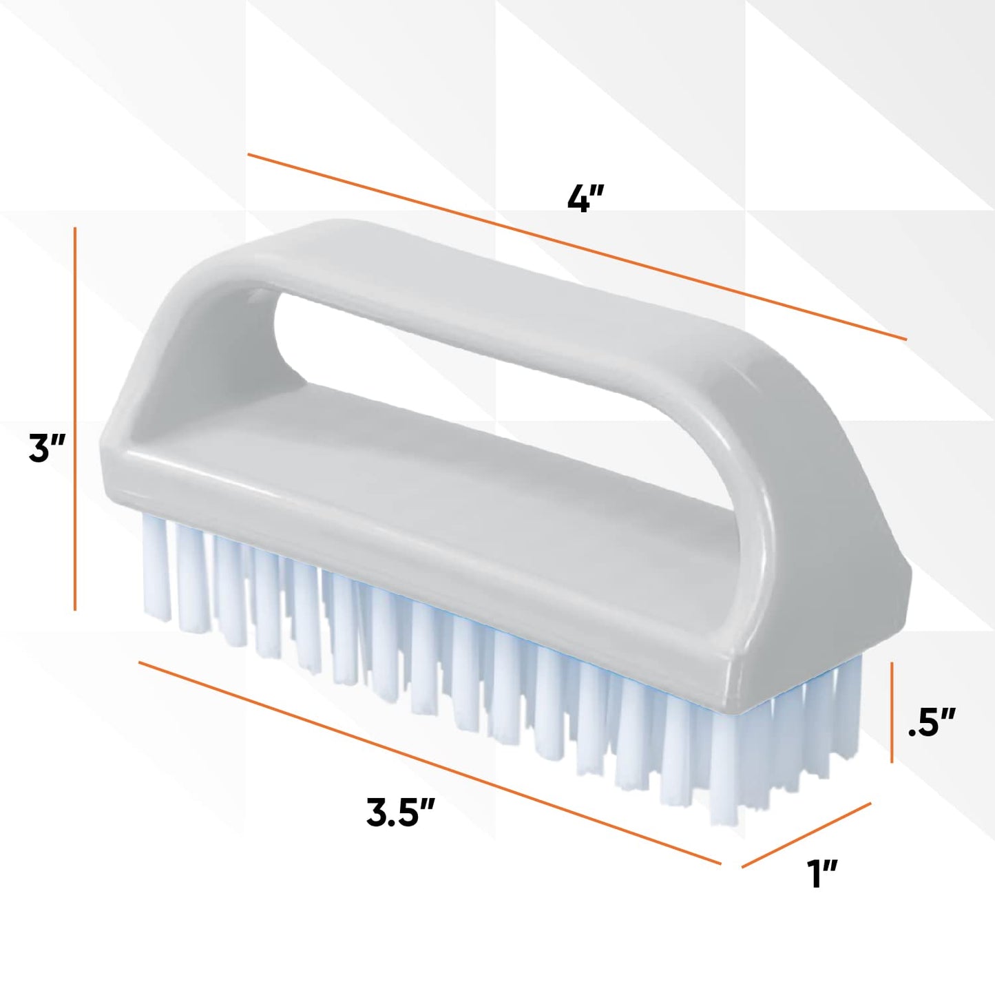 Superio Stiff Nail Brush Cleaner with Handle 6 Pack, Durable Scrub Brush, Clean Toes, Fingernails- Hand Scrubber- All-Purpose Cleaning Brush for Home, Kitchen, Work- Stiff Bristles (Black and White)