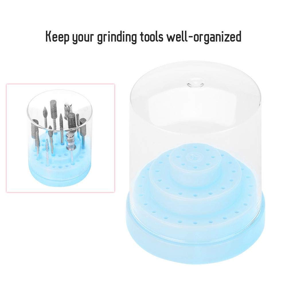 Sonew 48 Holes Nail Drill Holder Professional Nail Art Plastic Drill Stand for Nail Art Drill Bit Organizer Box Holder(Blue)