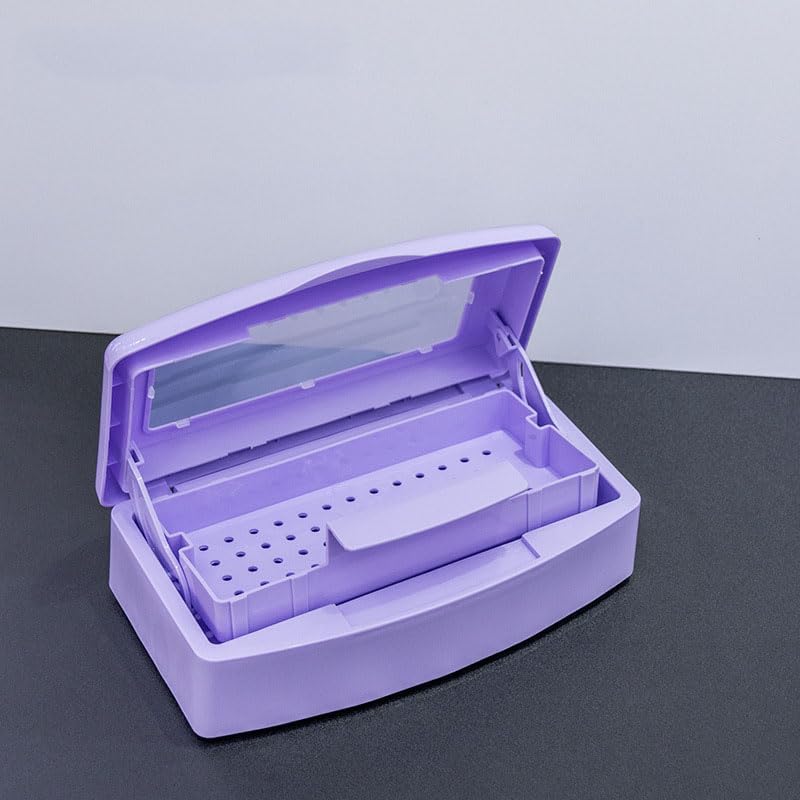 Nail Tool Sterilizers Plastic Nail Art Tray,Clean Box Storage Organizer for Nail,Tweezers, Cutter Manicure Equipment-Nail Art Tool (Purple)