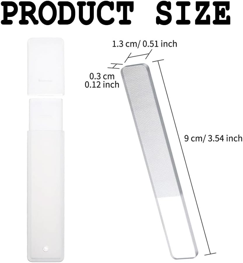 6 Pieces White and Gray Glass Nail Files, Nano Glass Nail Shine Buffer Polisher, Glass Nail File with Case for Natural Nails, Glass Nail Shiner and Tools