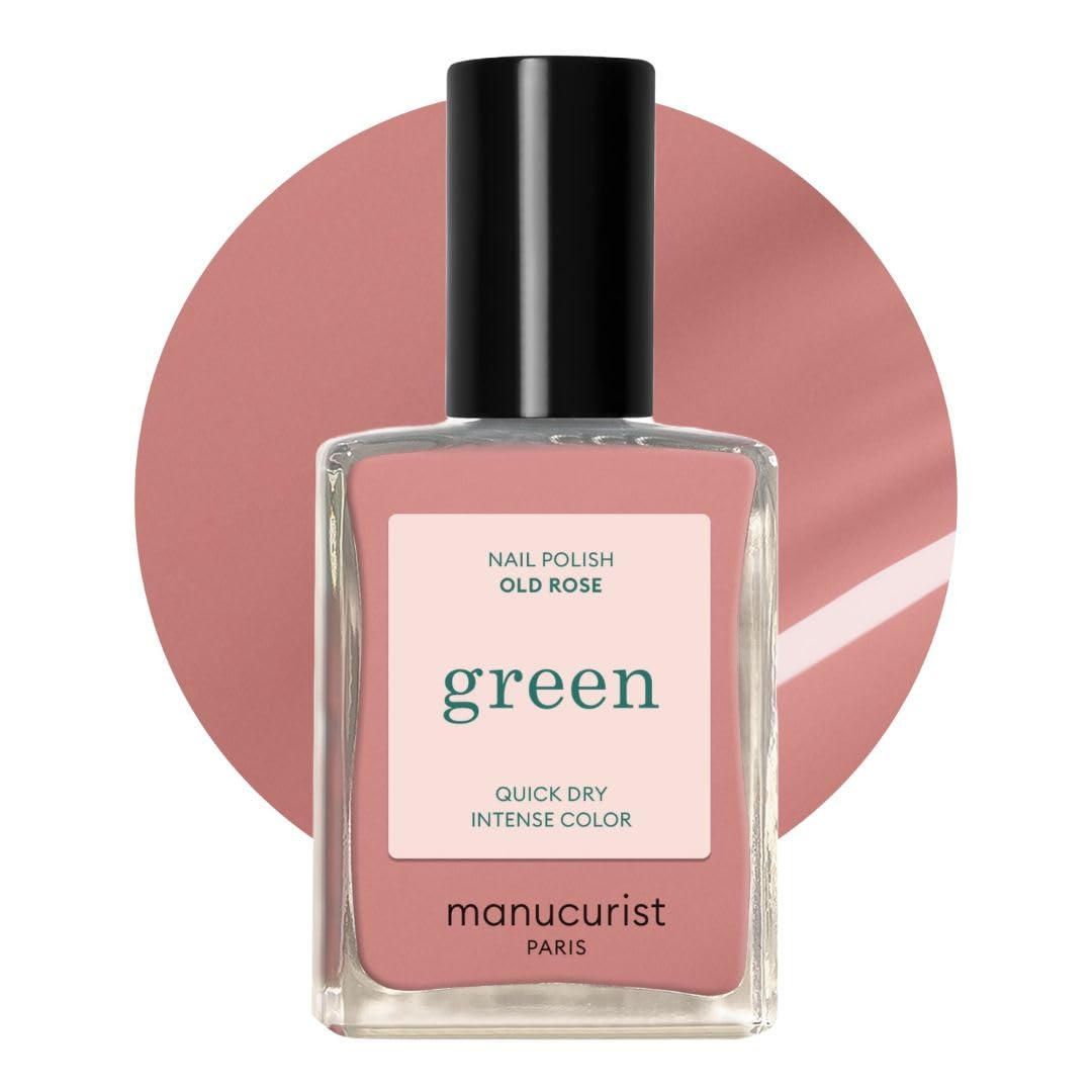 Manucurist Green Nail Polish Old Rose Natural Classic Nail Polish 9-Free Vegan and Plant-Based (77%) 0.5 fl oz