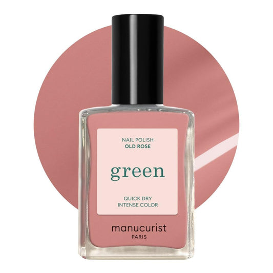 Manucurist Green Nail Polish Old Rose Natural Classic Nail Polish 9-Free Vegan and Plant-Based (77%) 0.5 fl oz