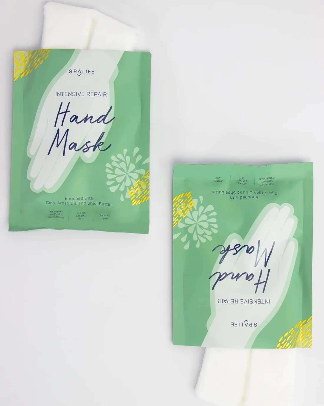 SpaLife Intensive Repair Ultra-Moisturizing Hand Masks with Cica, Argan Oil, and Shea Butter to Soothe dry, and Cracked Hands (8 PACK)