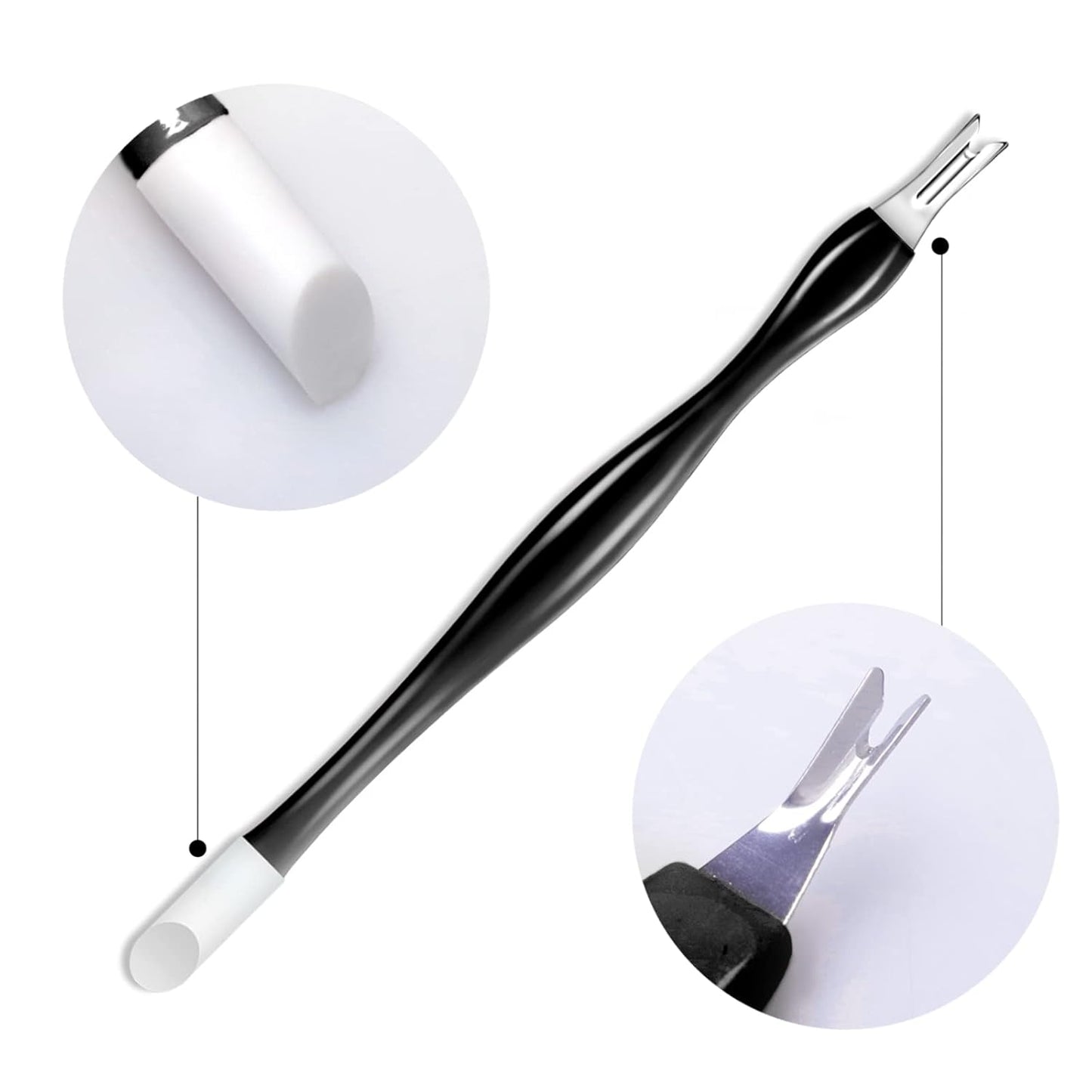Allstarry 30 Pieces Nail Cuticle Trimmer Remover Rubber Nail Cleaner Double Head Dead Skin Cuticle Knife Removal Fork Plastic Handle Cuticle Pusher Nail art Tools for Girls Women and Men - Black