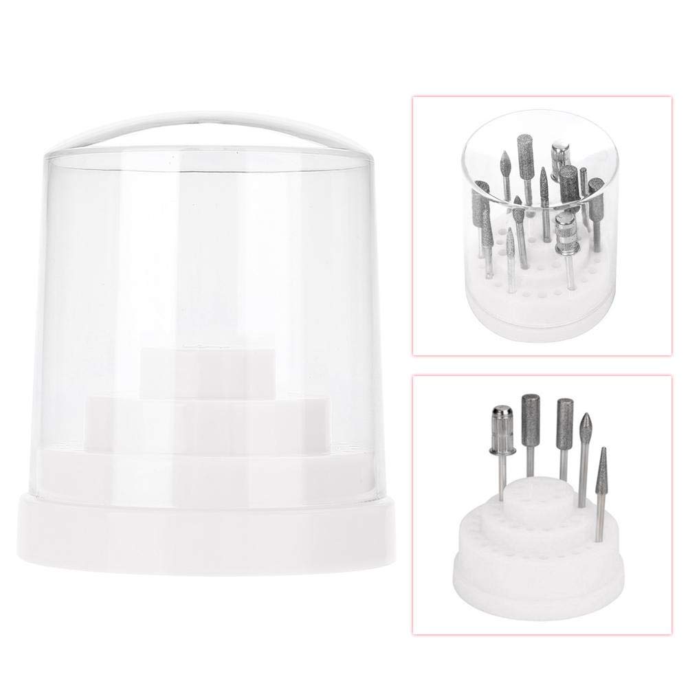 Sonew 48 Holes Nail Drill Bit Holder Professional Nail Art Plastic Drill Stand for Nail Art Drill Bit Organizer Box Holder(White)