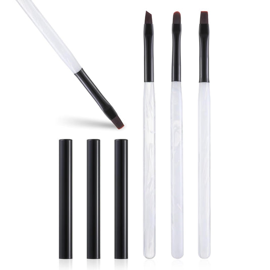 3PCS Nail Clean Up Brushes for OPI Nail Polish Remover, Brushes for Cleaning Polish Mistakes on the Cuticles, Acetone Resistant Nail Brushes for Nail Art and Designs（Jade Clear NEW）